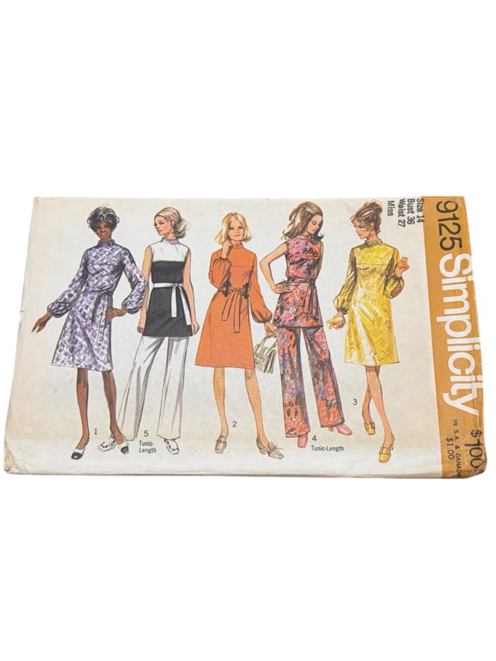 Simplicity 9125 Misses Dress & Tunic Sewing Pattern Size 14 Bust 36 Waist 27 Vin